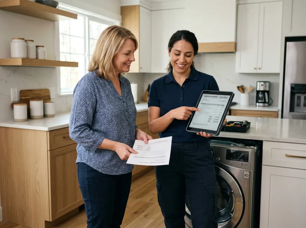 discusing appliance repair estimate London Ontario