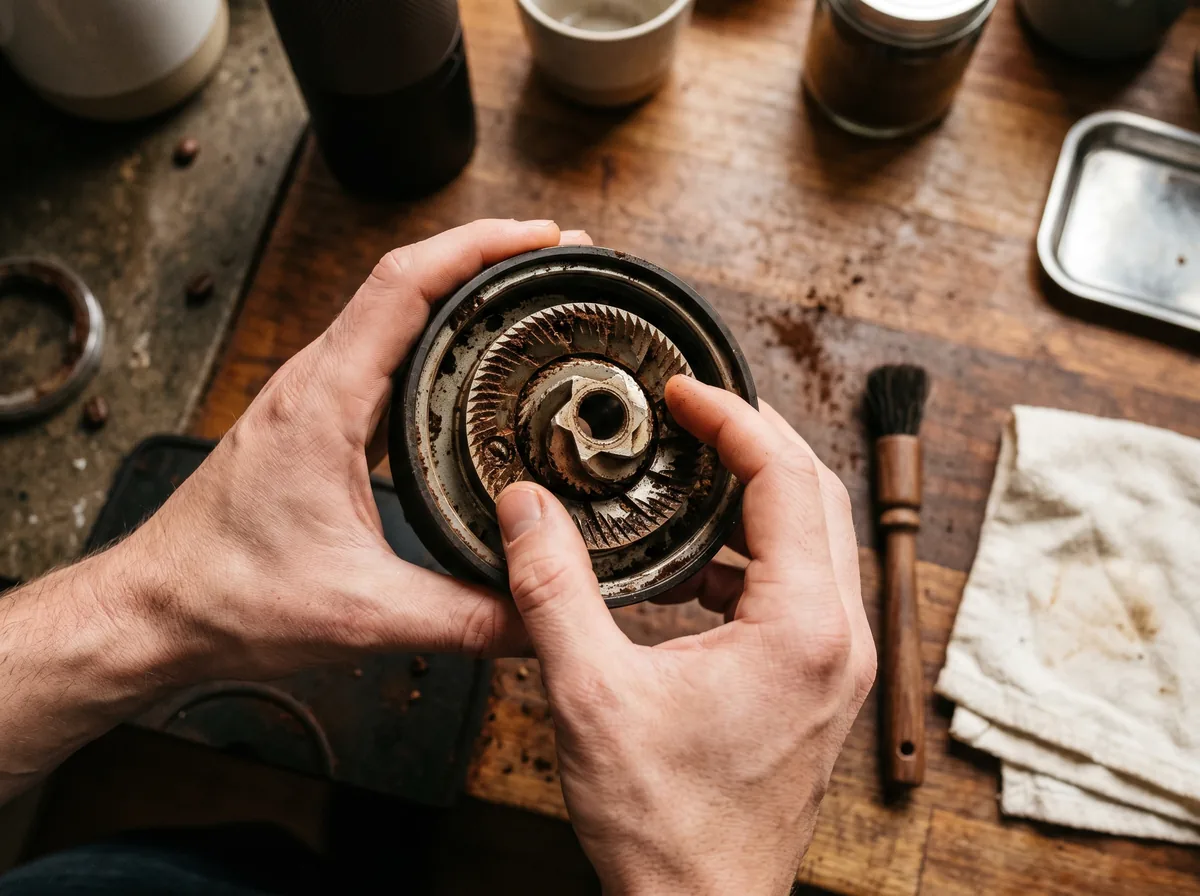 Cleaning Breville coffee machine grinder burrs to fix grind problems