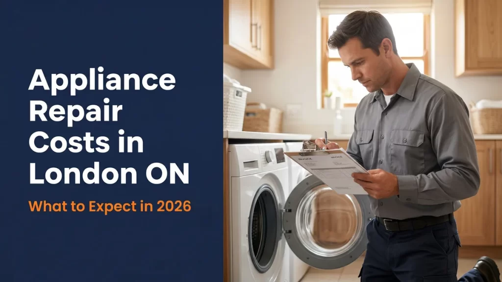 Appliance repair technician reviewing cost estimate with London Ontario homeowner