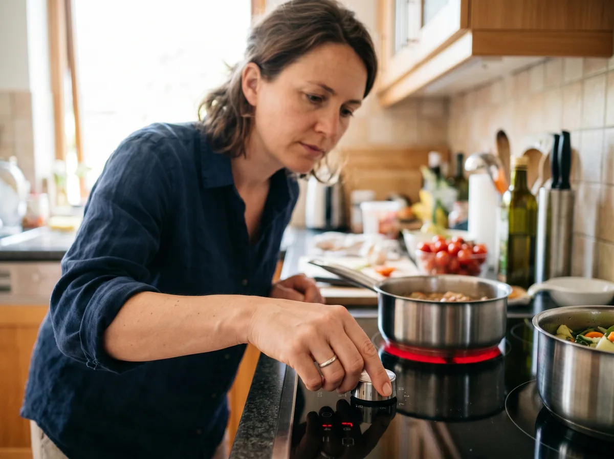 Person checking the control knobs on a cooktop in a London Ontario kitchen