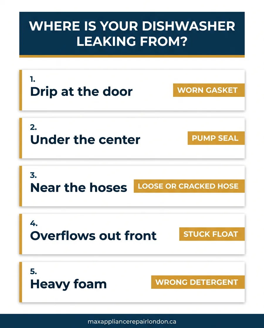 dishwasher leaking from bottom infographic
