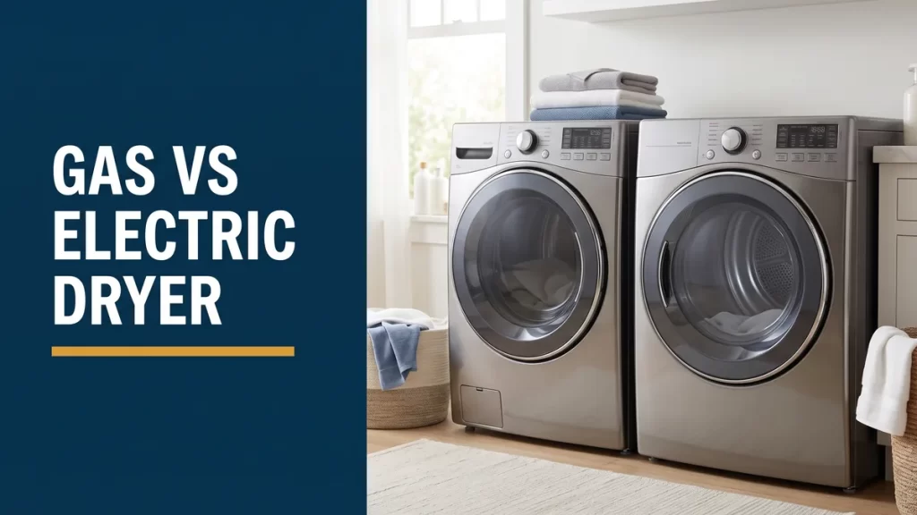 Two home clothes dryers side by side illustrating the gas vs electric dryer choice in Canada
